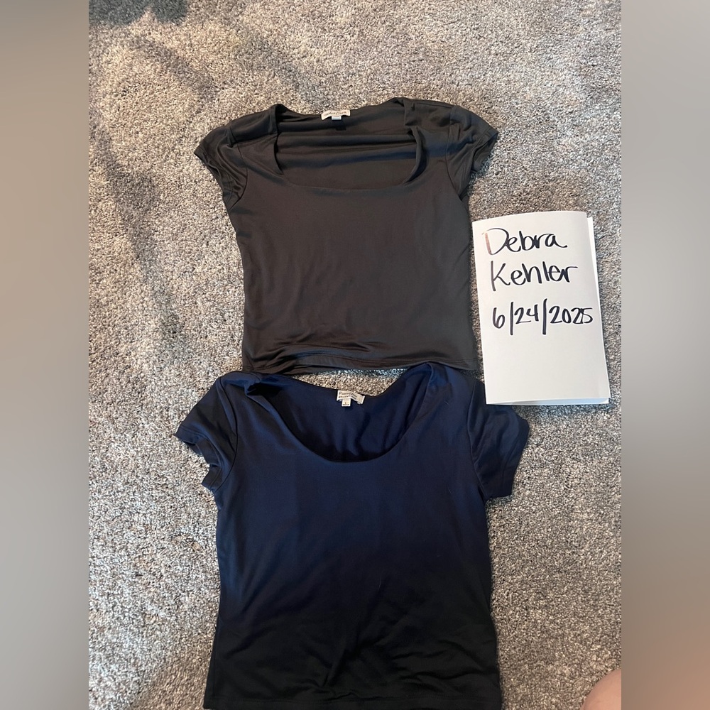 Women's Grey and Navy Crop Tops